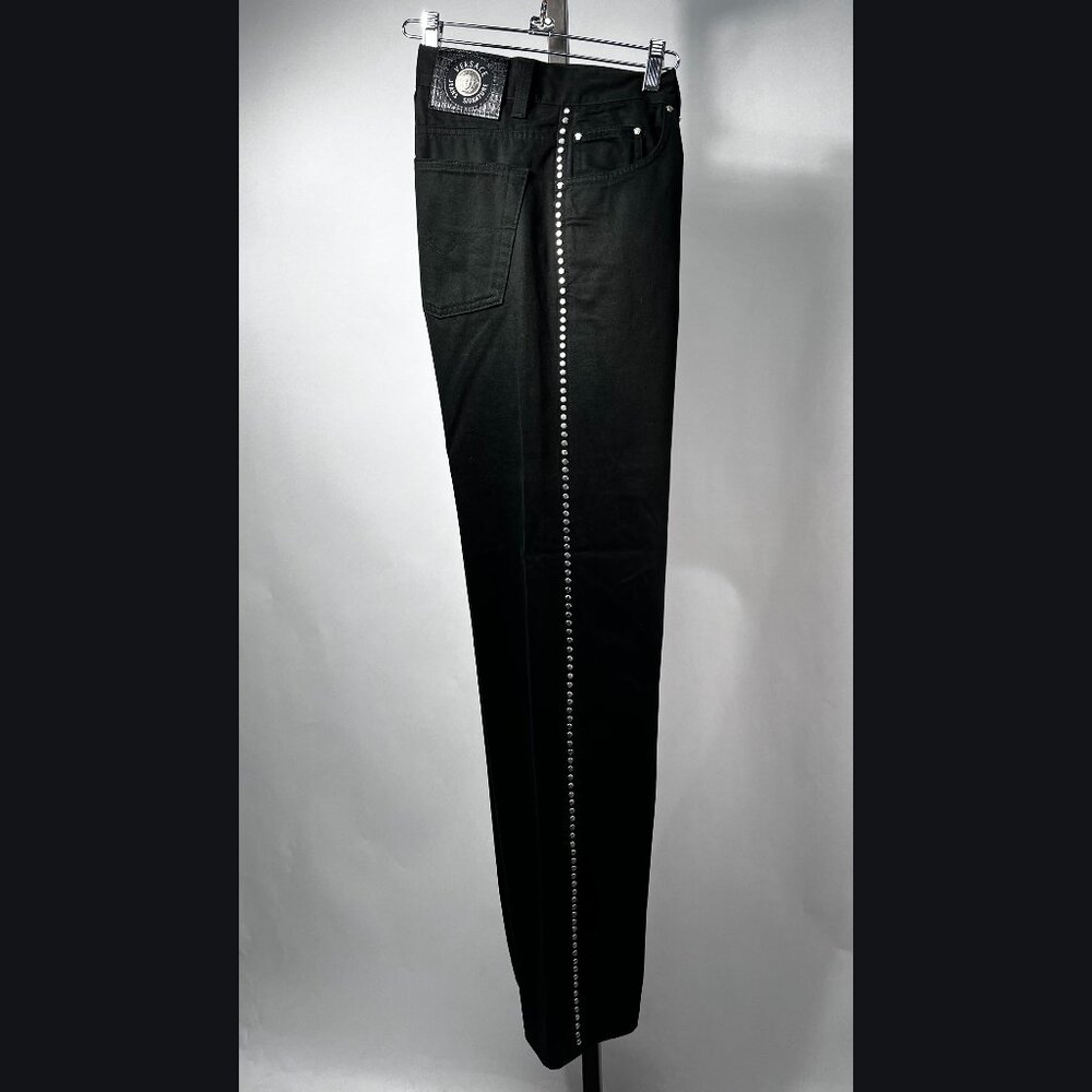 VERSACE Jeans Signature VTG‎ Five Pocket Design with Medusa Black Cotton Studded
